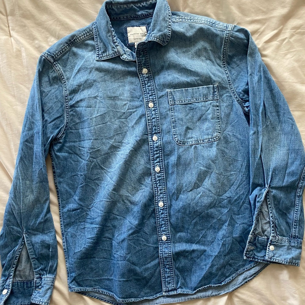 American Eagle Outfitters Casual Blue Button Down Shirt